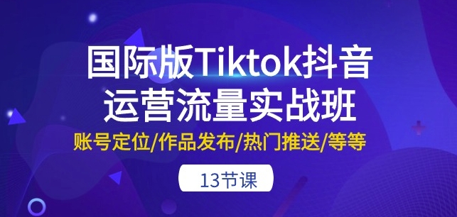 国际版Tiktok抖音运营流量实战班：账号定位/作品发布/热门推送/等等-13节_双星网创_创业赚钱_抖音教程_短视频教程