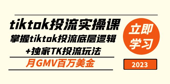 tiktok投流实操课：掌握tiktok投流底层逻辑+独家TK投流玩法 月GMV百万美金_双星网创_创业赚钱_抖音教程_短视频教程