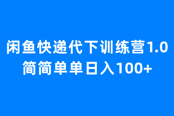 闲鱼快递代下训练营1.0，简简单单日入100+_双星网创_创业赚钱_抖音教程_短视频教程