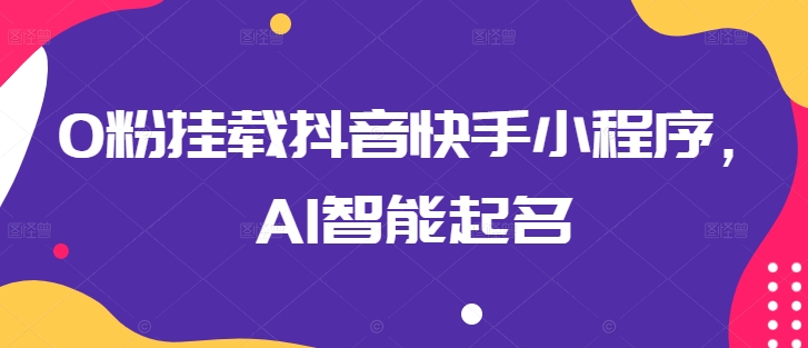 0粉挂载抖音快手小程序，AI智能起名_双星网创_创业赚钱_抖音教程_短视频教程
