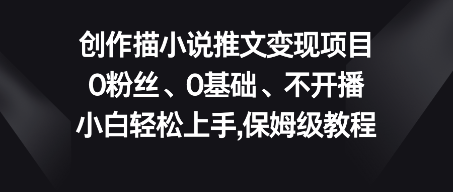 小说推文变现项目，0粉丝、0基础、不开播、小白轻松上手，保姆级教程_双星网创_创业赚钱_抖音教程_短视频教程