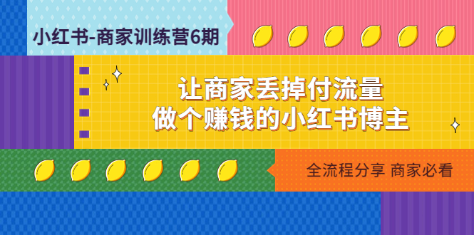 小红书-商家训练营12期：让商家丢掉付流量，做个赚钱的小红书博主_双星网创_创业赚钱_抖音教程_短视频教程