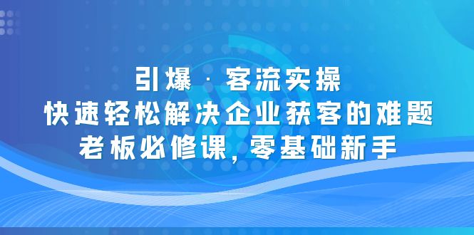 引爆·客流实操：快速轻松解决企业获客的难题，老板必修课，零基础新手_双星网创_创业赚钱_抖音教程_短视频教程