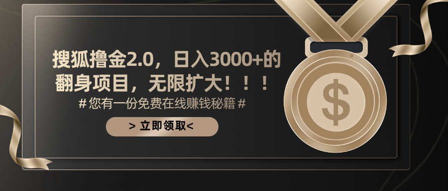 搜狐撸金2.0日入3000+，可无限扩大的翻身项目_双星网创_创业赚钱_抖音教程_短视频教程