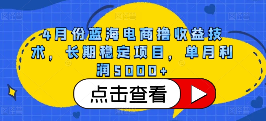 4月份蓝海电商撸收益技术，长期稳定项目，单月利润5000+_双星网创_创业赚钱_抖音教程_短视频教程