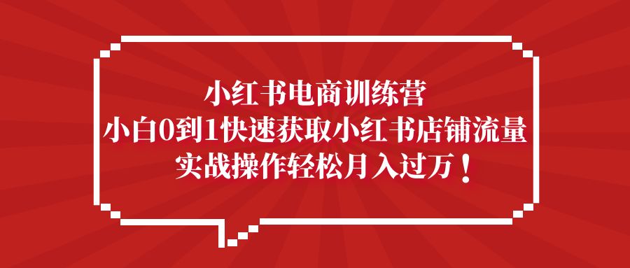 小红书电商训练营，小白0到1快速获取小红书店铺流量，实战操作月入过万_双星网创_创业赚钱_抖音教程_短视频教程