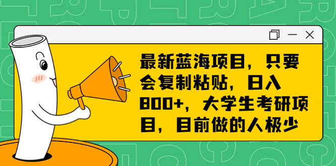 最新蓝海项目，只要会复制粘贴，日入800+，大学生考研项目，目前做的人极少_双星网创_创业赚钱_抖音教程_短视频教程