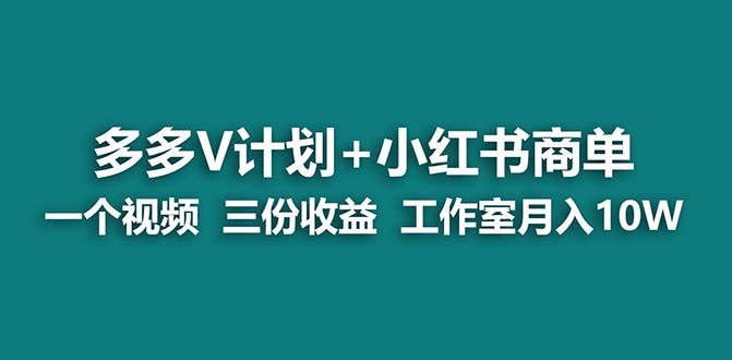 【蓝海项目】多多v计划+小红书商单 一个视频三份收益 工作室月入10w打法_双星网创_创业赚钱_抖音教程_短视频教程