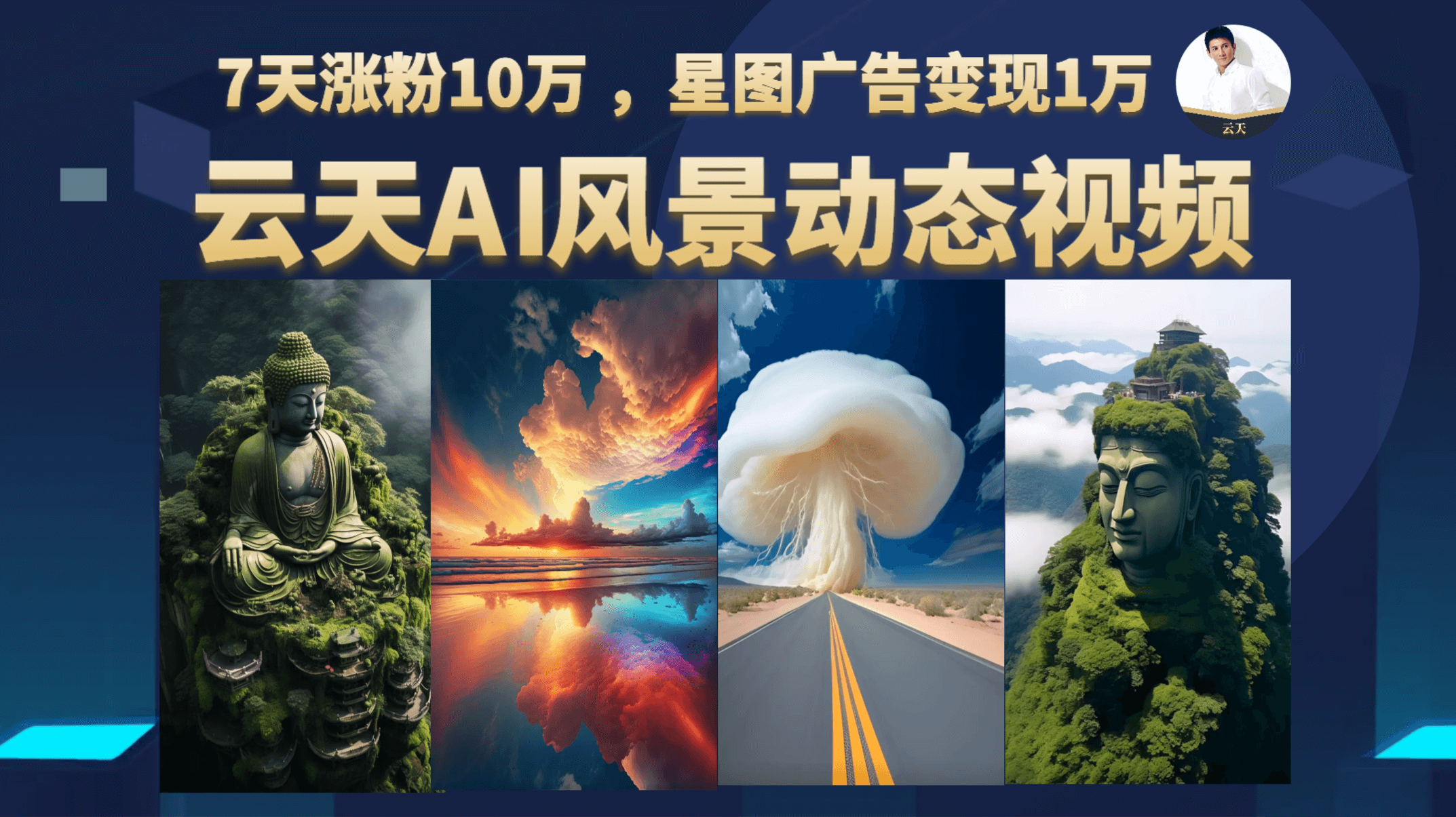 云天AI风景动图视频制作，7天涨粉10万 ，星图广告变现1万_双星网创_创业赚钱_抖音教程_短视频教程