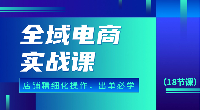 全域电商实战课，个人店铺精细化操作流程，出单必学内容（18节课）_双星网创_创业赚钱_抖音教程_短视频教程