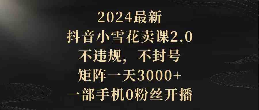 （9639期）2024最新抖音小雪花卖课2.0 不违规 不封号 矩阵一天3000+一部手机0粉丝开播_双星网创_创业赚钱_抖音教程_短视频教程