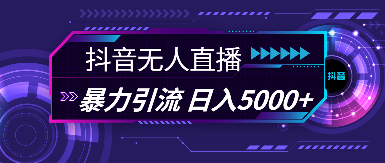 抖音无人直播，暴利引流，日入5000+_双星网创_创业赚钱_抖音教程_短视频教程