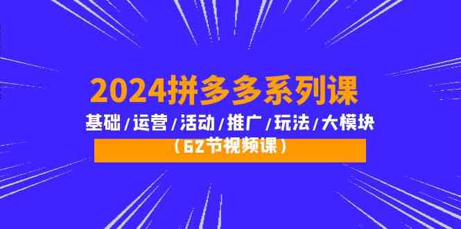 （10019期）2024拼多多系列课：基础/运营/活动/推广/玩法/大模块（62节视频课）_双星网创_创业赚钱_抖音教程_短视频教程
