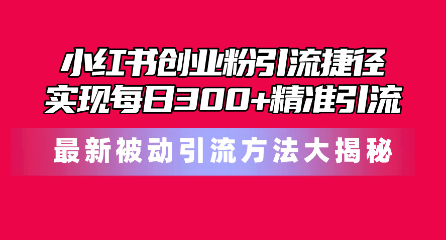 （10692期）小红书创业粉引流捷径！最新被动引流方法大揭秘，实现每日300+精准引流_双星网创_创业赚钱_抖音教程_短视频教程