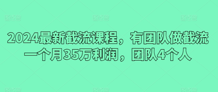2024最新截流课程，有团队做截流一个月35万利润，团队4个人_双星网创_创业赚钱_抖音教程_短视频教程
