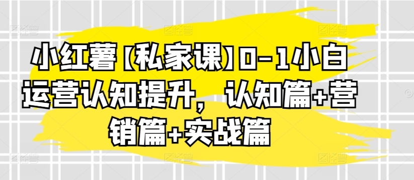 小红薯【私家课】0-1小白运营认知提升，认知篇+营销篇+实战篇_双星网创_创业赚钱_抖音教程_短视频教程