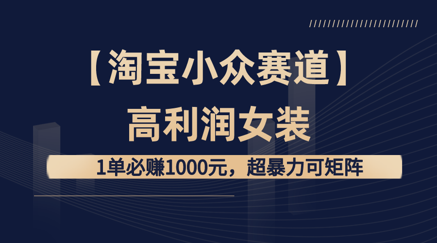 【淘宝小众赛道】高利润女装：1单必赚1000元，超暴力可矩阵_双星网创_创业赚钱_抖音教程_短视频教程