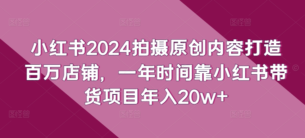 小红书2024拍摄原创内容打造百万店铺，一年时间靠小红书带货项目年入20w+_双星网创_创业赚钱_抖音教程_短视频教程