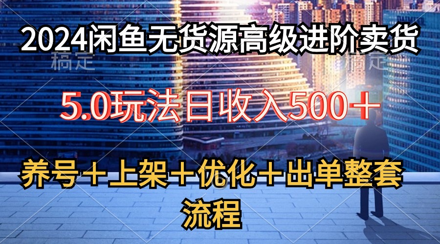 （10332期）2024闲鱼无货源高级进阶卖货5.0，养号＋选品＋上架＋优化＋出单整套流程_双星网创_创业赚钱_抖音教程_短视频教程