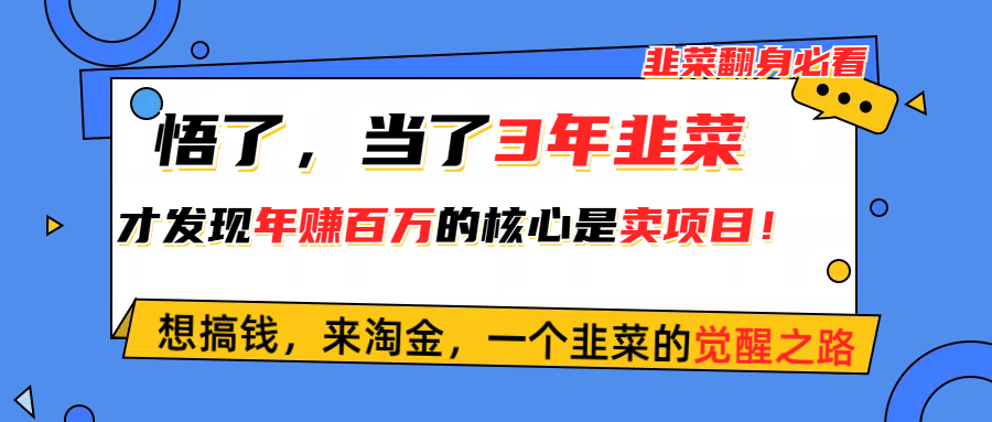 （10759期）悟了，当了3年韭菜，才发现网赚圈年赚100万的核心是卖项目，含泪分享！_双星网创_创业赚钱_抖音教程_短视频教程