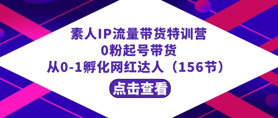 繁星·计划素人IP流量带货特训营：0粉起号带货 从0-1孵化网红达人（156节）_双星网创_创业赚钱_抖音教程_短视频教程