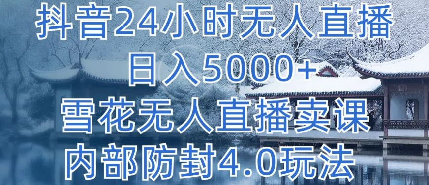 抖音24小时无人直播 日入5000+，雪花无人直播卖课，内部防封4.0玩法_双星网创_创业赚钱_抖音教程_短视频教程