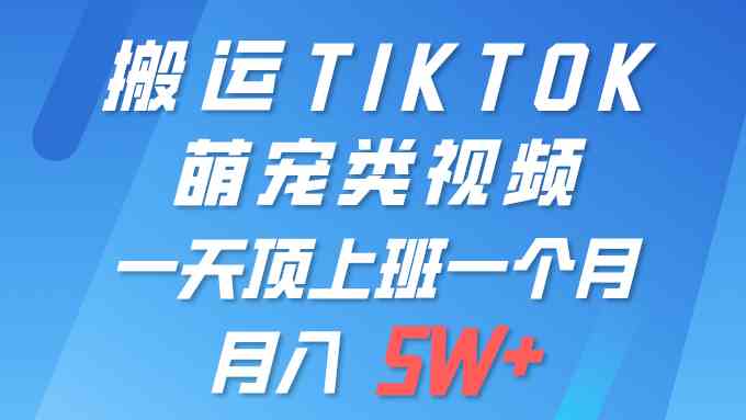 （9931期）一键搬运TIKTOK萌宠类视频 一部手机即可操作 所有平台均可发布 轻松月入5W+_双星网创_创业赚钱_抖音教程_短视频教程