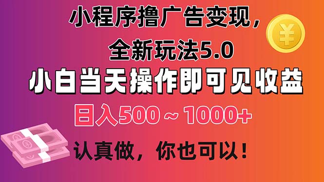 小程序撸广告变现，全新玩法5.0，小白当天操作即可上手，日收益 500~1000+_双星网创_创业赚钱_抖音教程_短视频教程