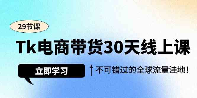 （9463期）Tk电商带货30天线上课，不可错过的全球流量洼地（29节课）_双星网创_创业赚钱_抖音教程_短视频教程