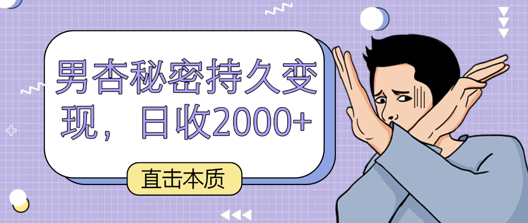 直击本质，男杏秘密持久变现，日收2000+_双星网创_创业赚钱_抖音教程_短视频教程