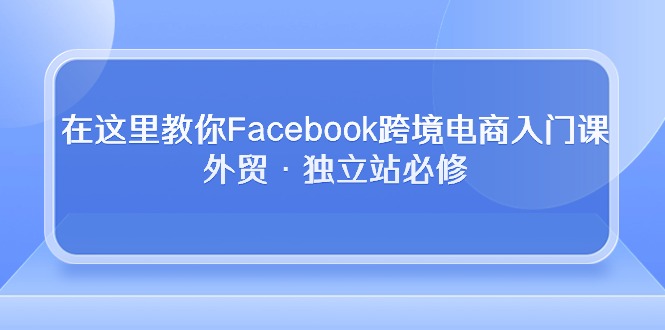 在这里教你Facebook跨境电商入门课，外贸·独立站必修（19节课）_双星网创_创业赚钱_抖音教程_短视频教程