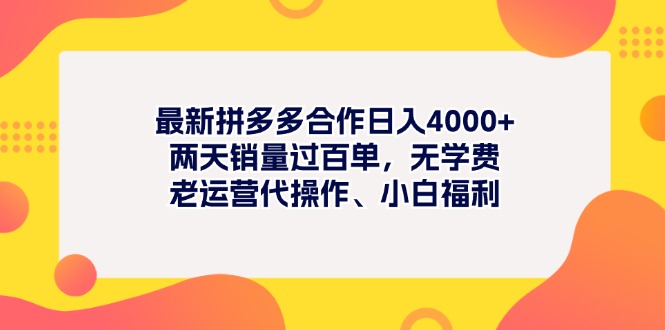 最新拼多多项目日入4000+两天销量过百单，无学费、老运营代操作、小白福利_双星网创_创业赚钱_抖音教程_短视频教程
