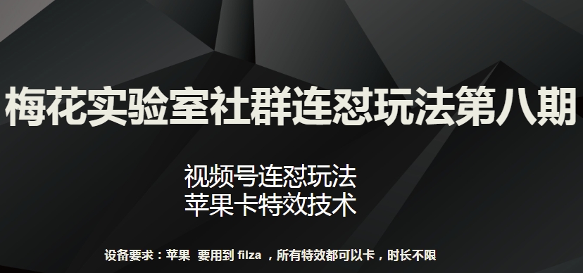 梅花实验室社群连怼玩法第八期，视频号连怼玩法 苹果卡特效技术_双星网创_创业赚钱_抖音教程_短视频教程