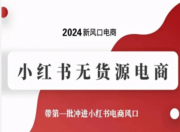 2024新风口电商，小红书无货源电商，带第一批冲进小红书电商风口_双星网创_创业赚钱_抖音教程_短视频教程