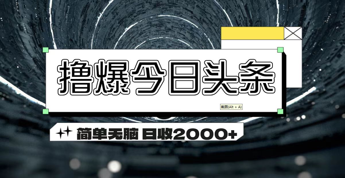 撸爆今日头条 简单无脑操作 日收2000+_双星网创_创业赚钱_抖音教程_短视频教程
