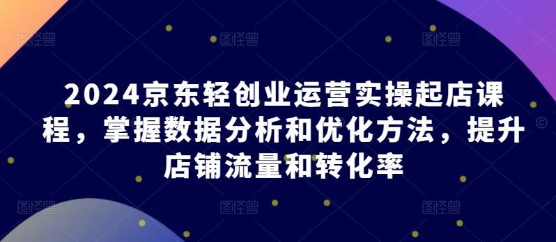 2024京东轻创业运营实操起店课程，掌握数据分析和优化方法，提升店铺流量和转化率_双星网创_创业赚钱_抖音教程_短视频教程