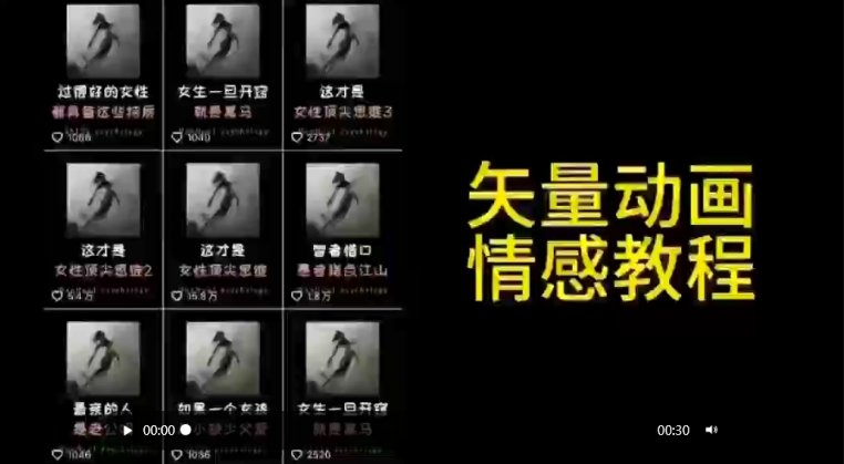 矢量动画情感教程：高点赞涨粉，适合情感、思维、创业教育等赛道_双星网创_创业赚钱_抖音教程_短视频教程