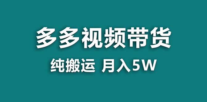 【蓝海项目】拼多多视频带货 纯搬运一个月搞了5w佣金，小白也能操作 送工具_双星网创_创业赚钱_抖音教程_短视频教程