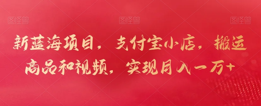 新蓝海项目，支付宝小店，搬运商品和视频，实现月入一万+_双星网创_创业赚钱_抖音教程_短视频教程