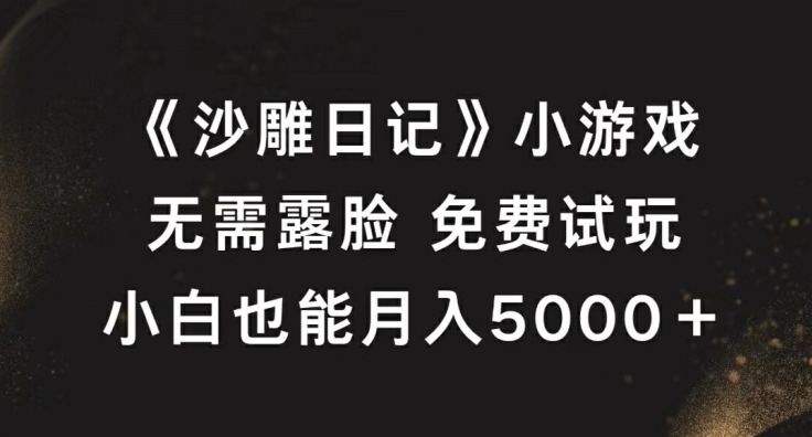 《沙雕日记》小游戏，无需露脸免费试玩，小白也能月入5000+【揭秘】_双星网创_创业赚钱_抖音教程_短视频教程