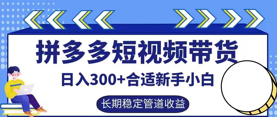 拼多多短视频带货日入300+有长期稳定被动收益，合适新手小白【揭秘】_双星网创_创业赚钱_抖音教程_短视频教程