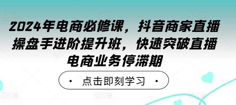 2024年电商必修课，抖音商家直播操盘手进阶提升班，快速突破直播电商业务停滞期_双星网创_创业赚钱_抖音教程_短视频教程