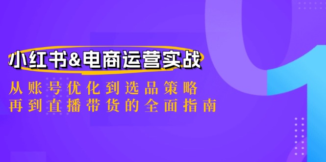 小红书&电商运营实战：从账号优化到选品策略，再到直播带货的全面指南_双星网创_创业赚钱_抖音教程_短视频教程