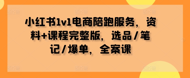 小红书1v1电商陪跑服务，资料+课程完整版，选品/笔记/爆单，全案课_双星网创_创业赚钱_抖音教程_短视频教程